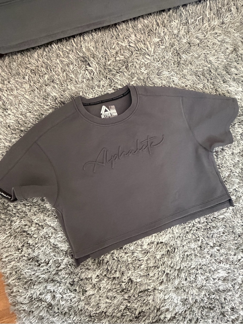 Alphalete Black Embroidered Cropped Tee